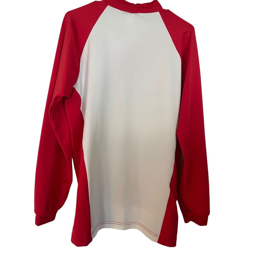 Mizuno Mens Red & White Colorblock Mock Neck Raglan Sleeves Sweatshirt Size XL